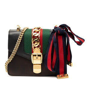 Pre-Loved Gucci Mini Leather Web Sylvie Chain Crossbody